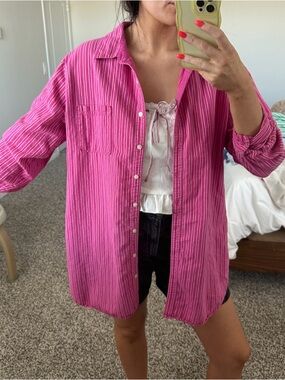 Pink striped button down